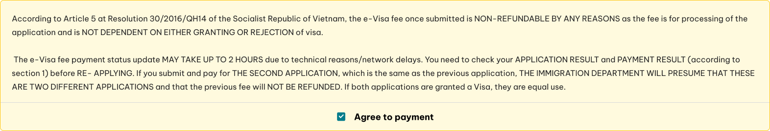 payment for evisa