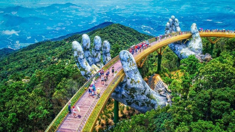 golden bridge in Da Nang during summer