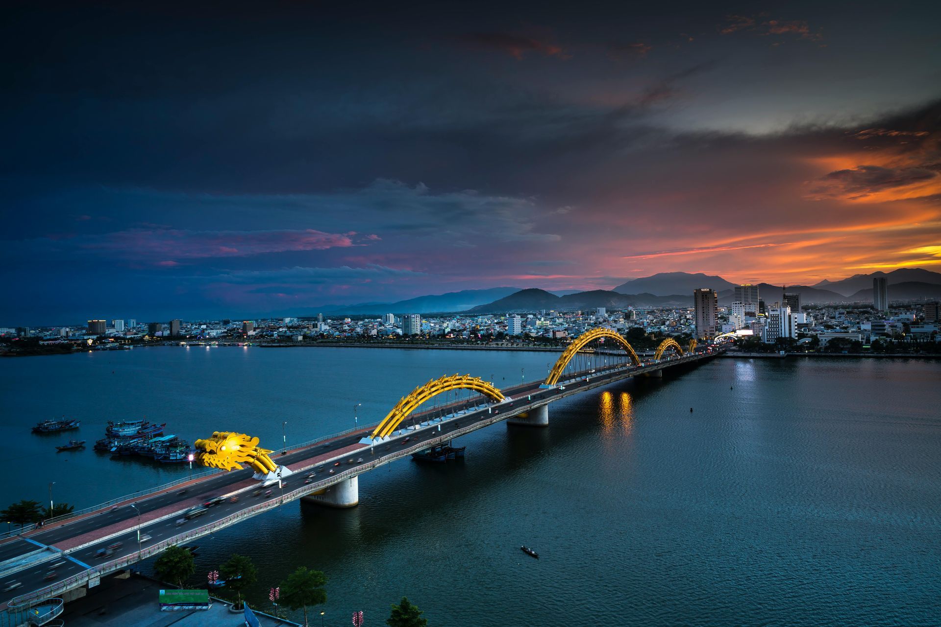 Da Nang cityscape with modern architecture and scenic coastline.