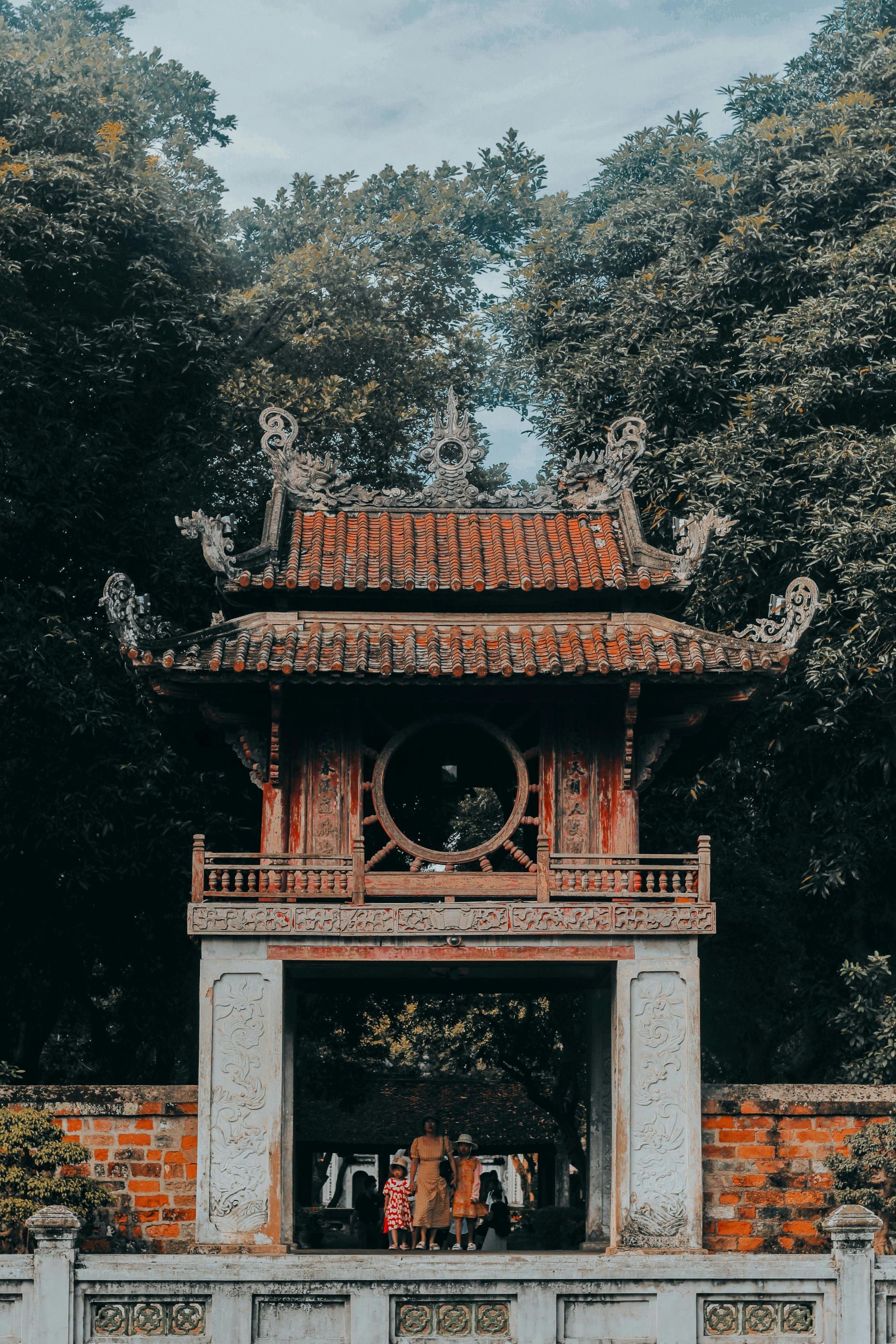 The Temple of Literature in Hanoi, Vietnam, showcasing traditional Vietnamese architecture.