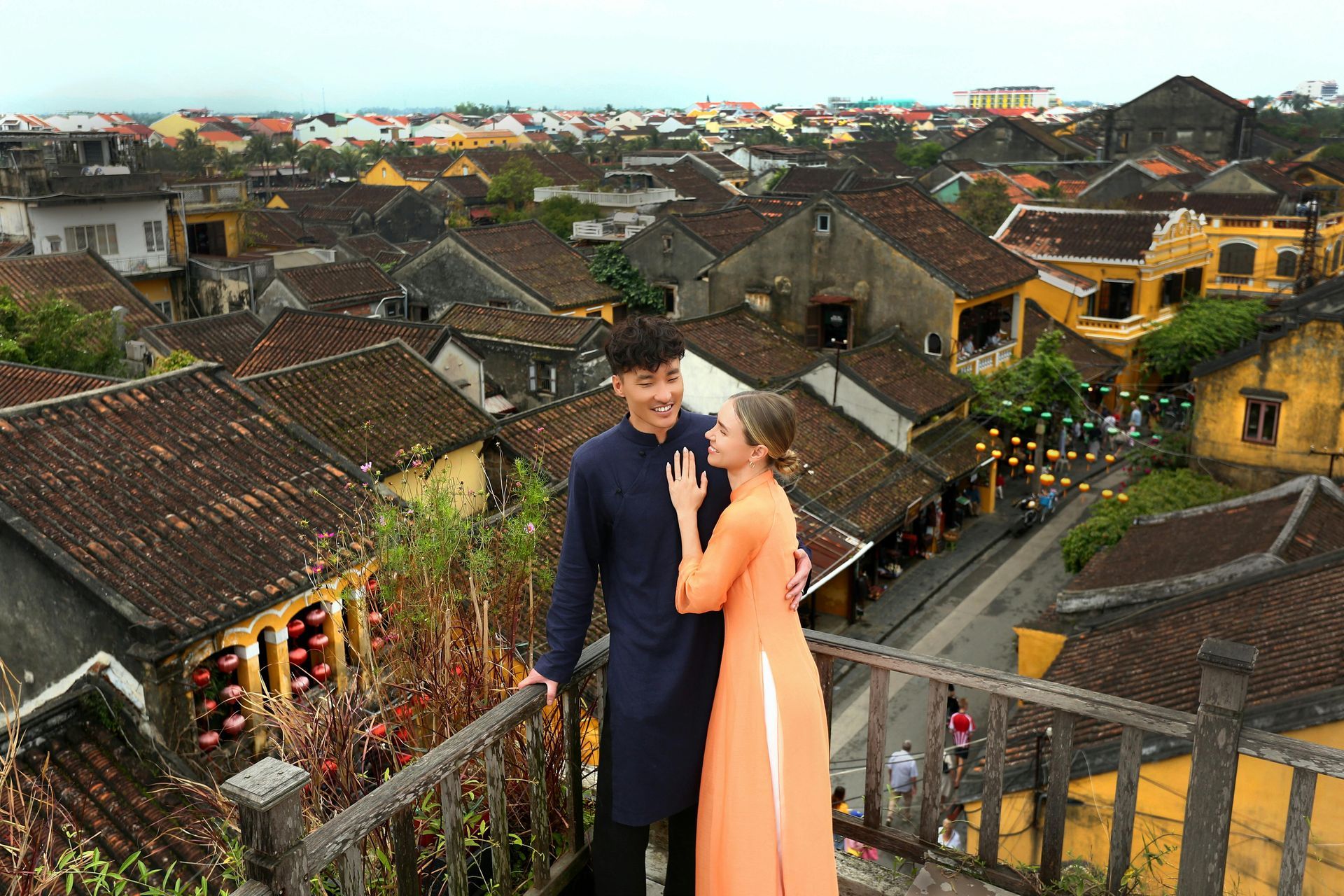 Foreign couple on honeymoon in Vietnam