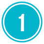 White number 1 on a teal circle with a white border