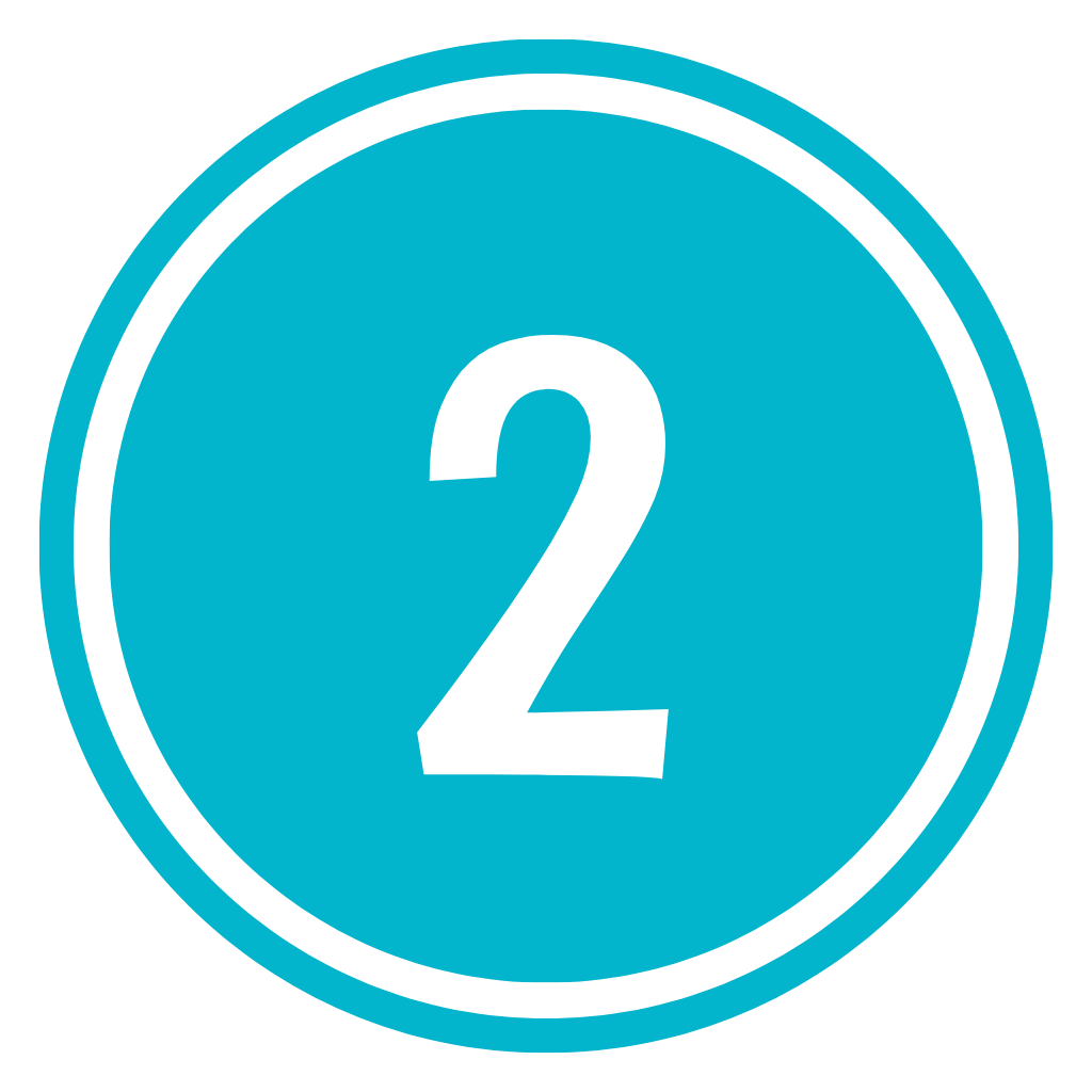 Turquoise circle with a white number 2 in the center