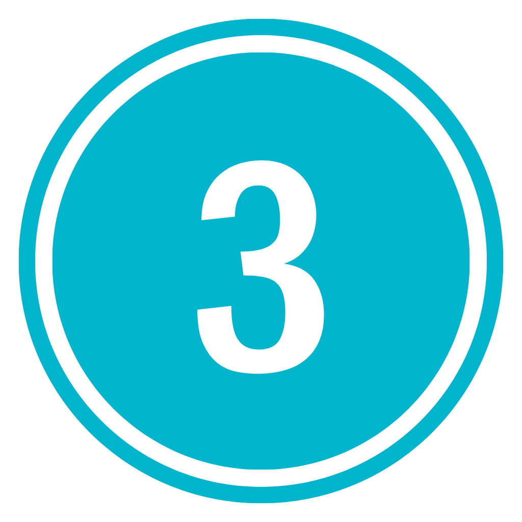 White number 3 inside a teal circle with a white border