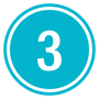 White number 3 inside a teal circle with a double white border