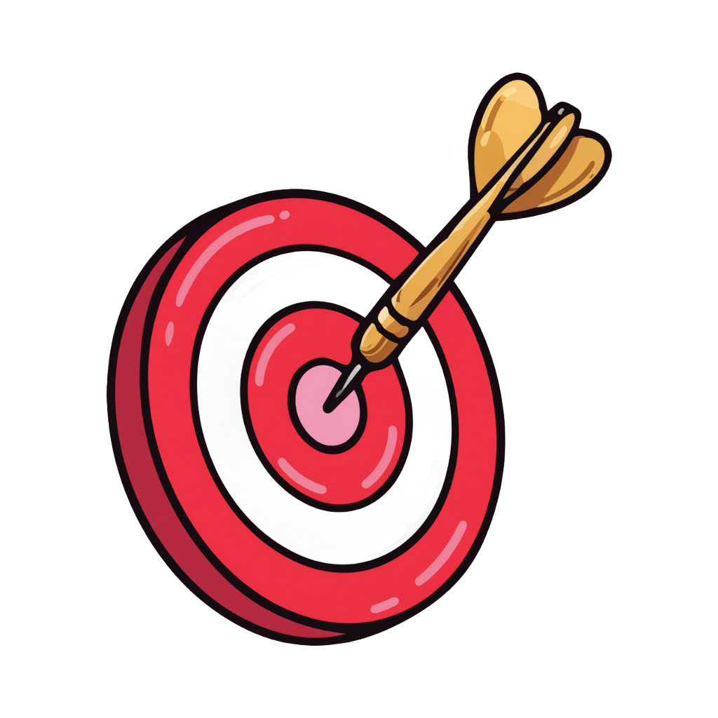 Red and white target with a dart hitting the bullseye