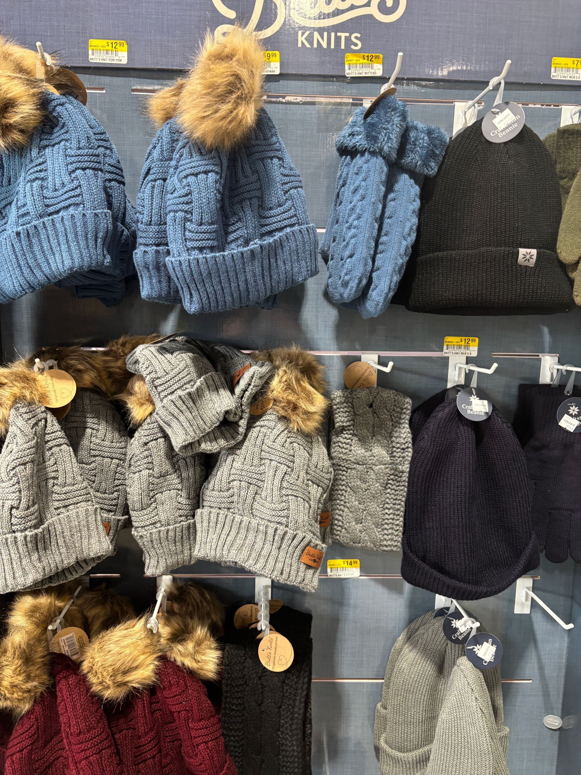 Winter hats an gloves at Logan's Garden Center in Raleigh