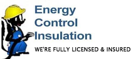 A logo for energy control insulation , a company that is fully licensed and insured.