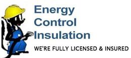 A logo for energy control insulation , a company that is fully licensed and insured.