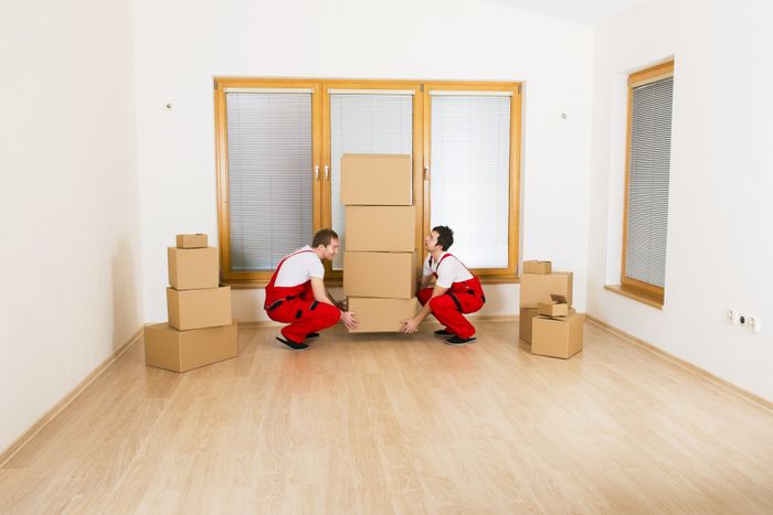 movers unloading boxes inside a house