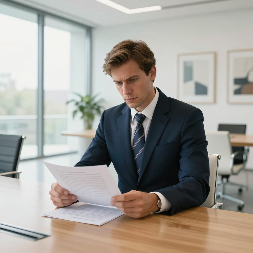Male leader reflecting on a difficult leadership decision with AI leadership support