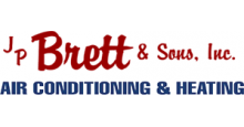 The logo for brett & sons inc. air conditioning and heating