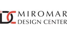 The logo for miromar design center is red and black.