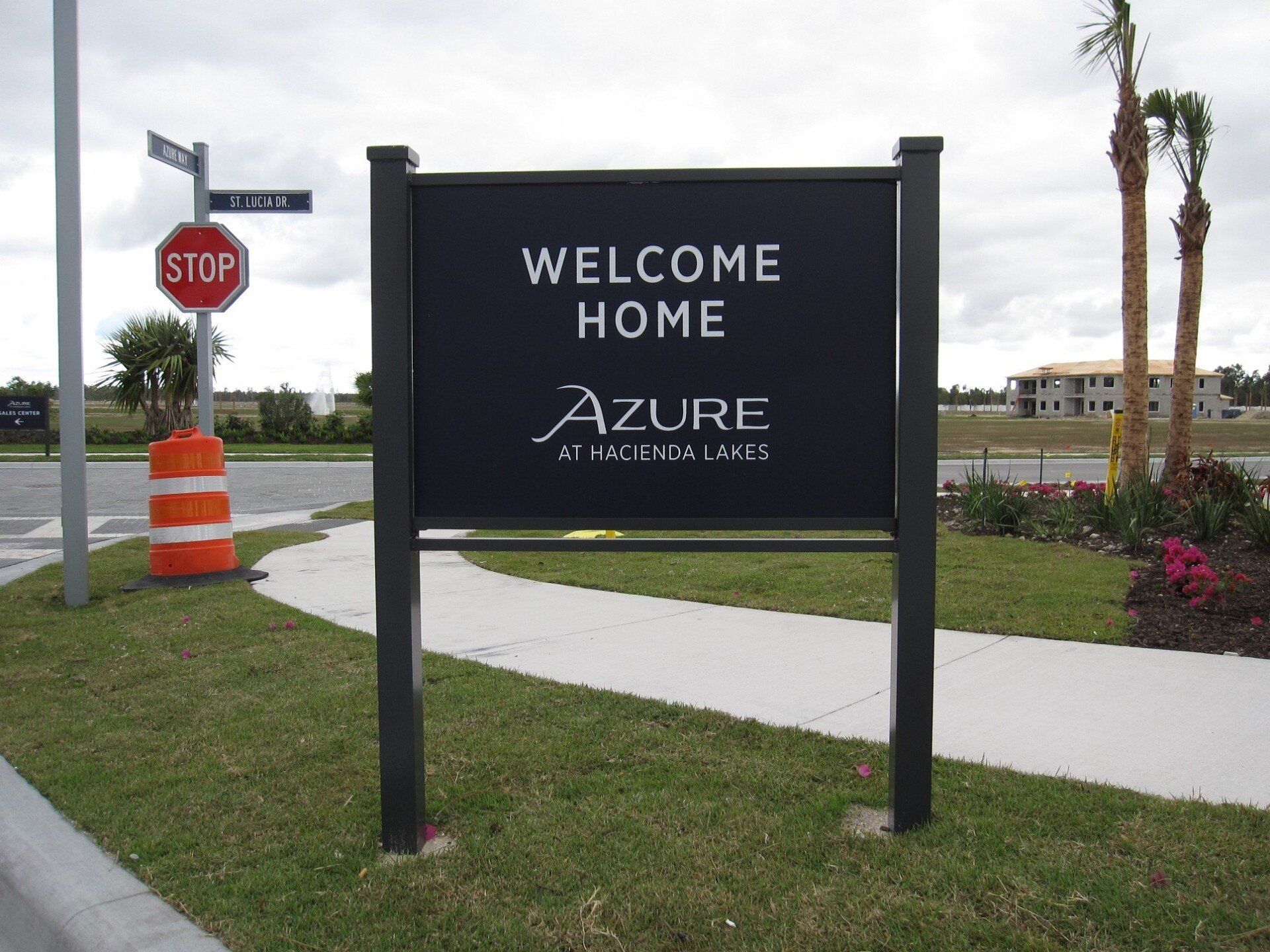 A sign that says welcome home azure on it