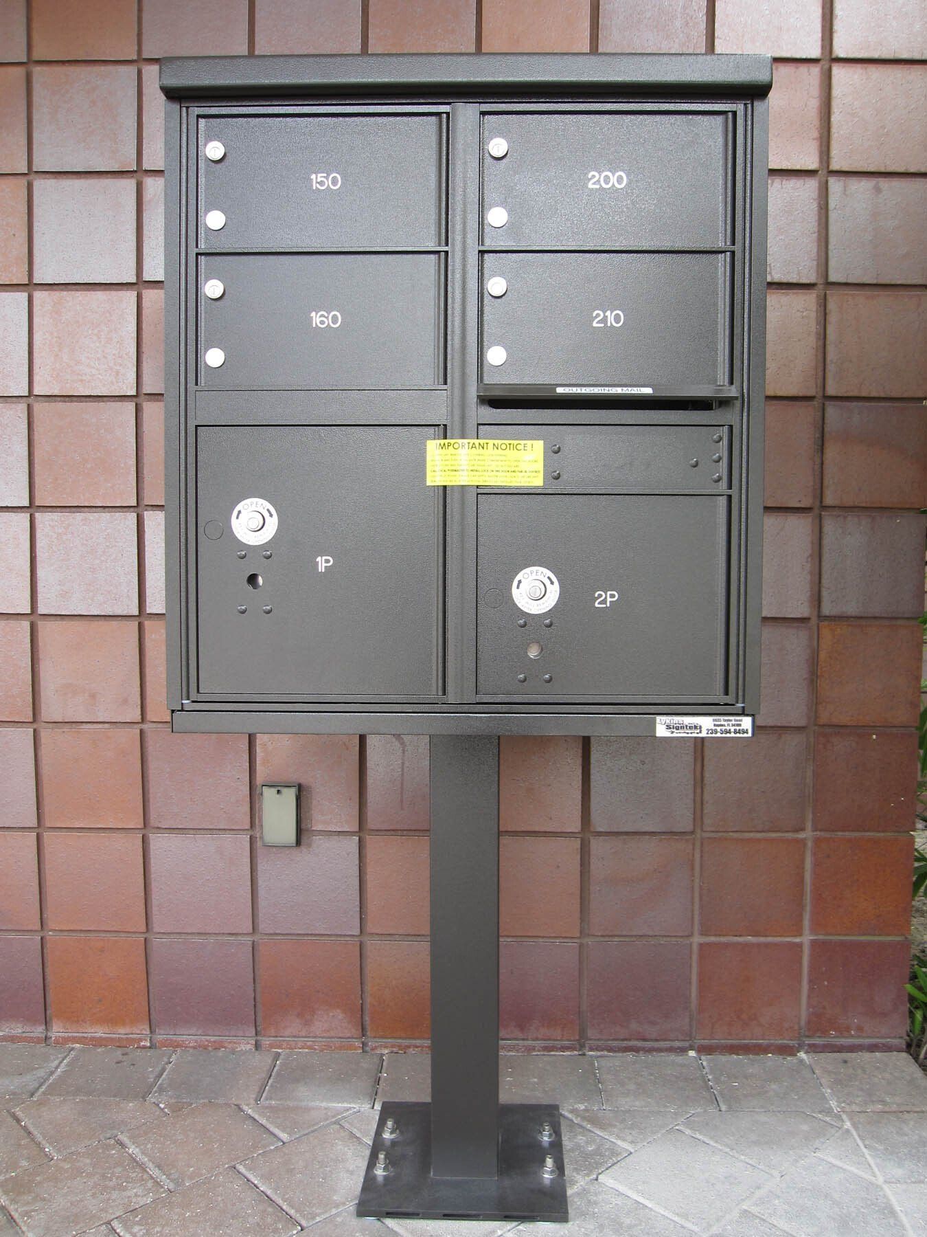 A black mailbox with the number 200 on it