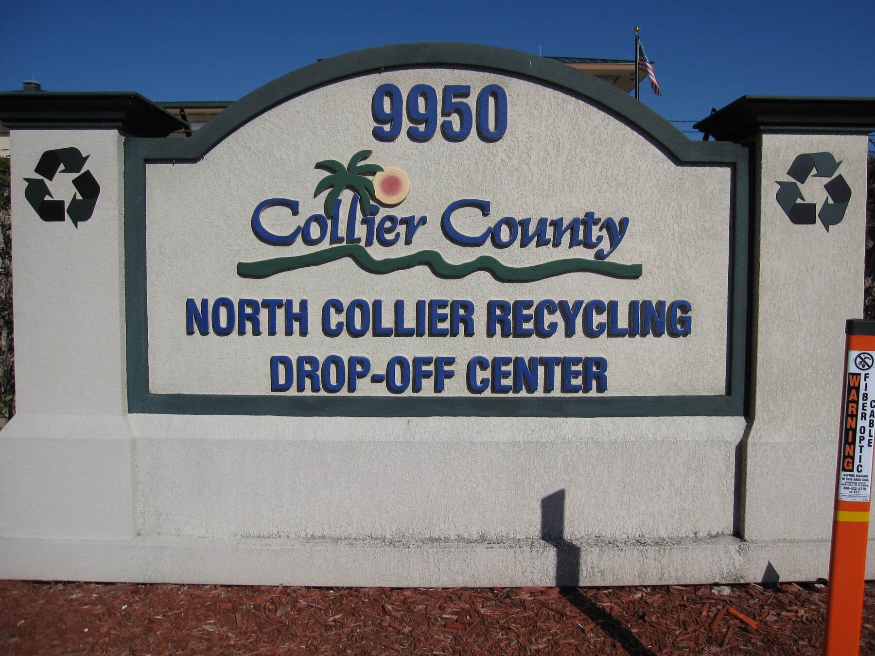 A sign for north collier county drop off center