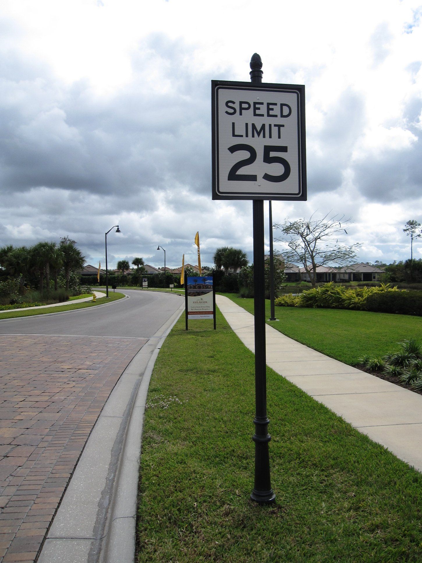 A speed limit sign on the side of a road