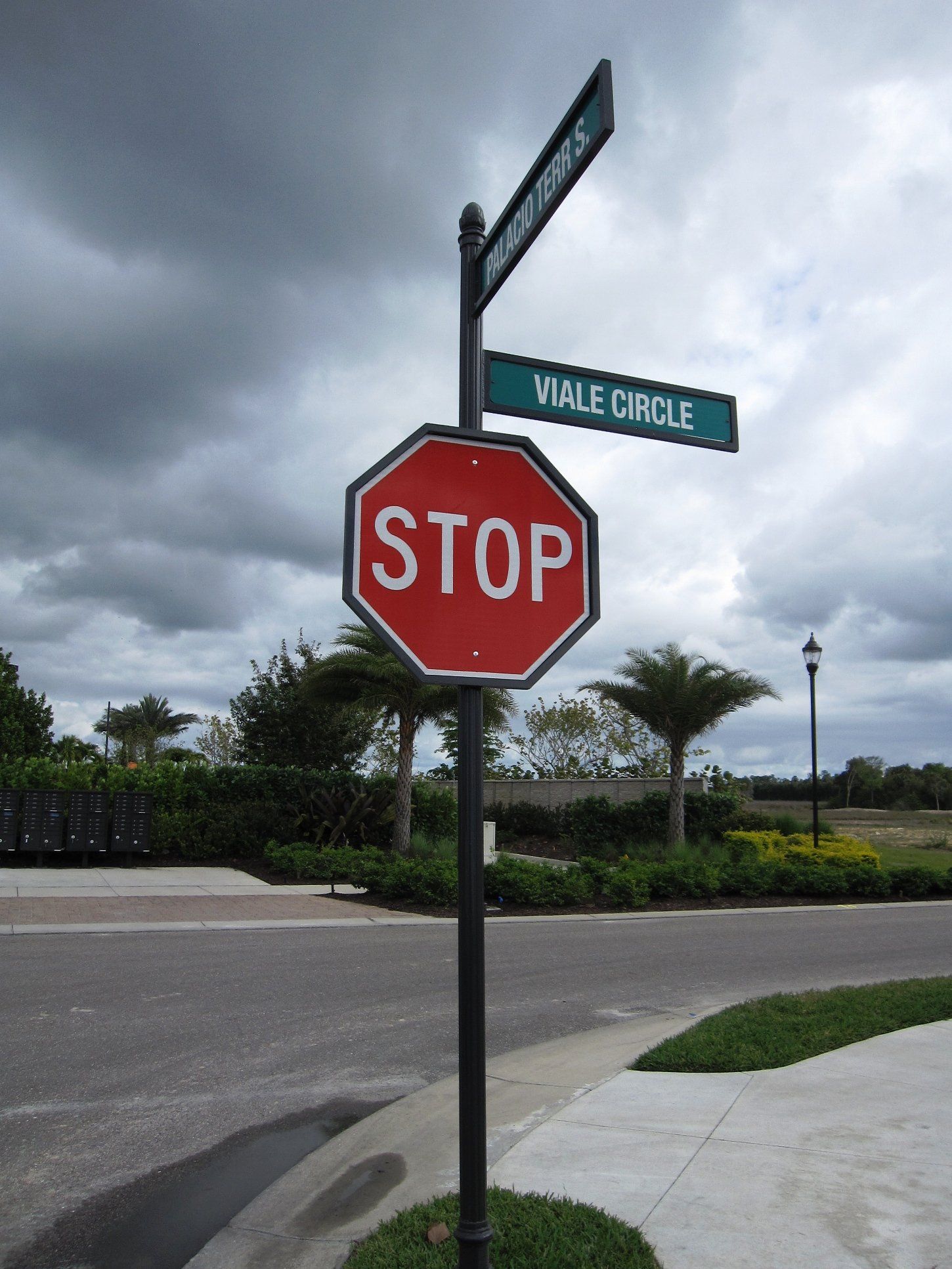 A stop sign is on the side of the road