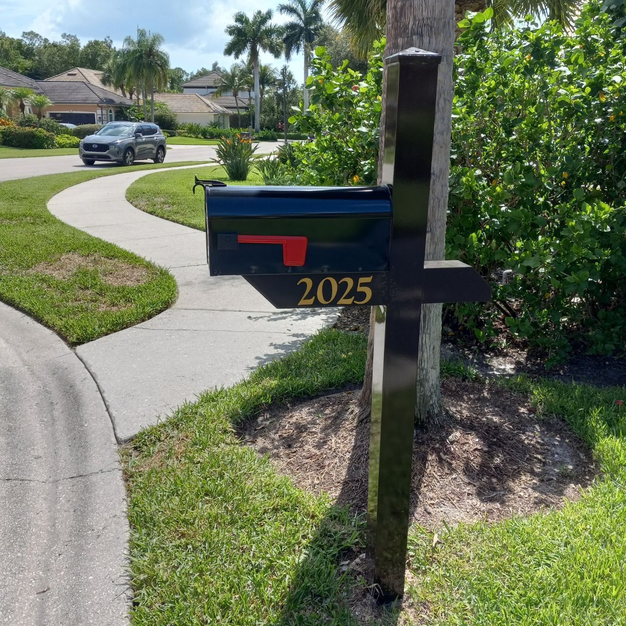 A mailbox with the number 2025 on it