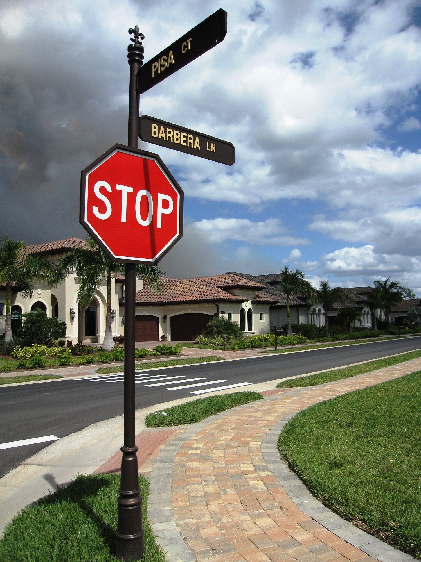 A stop sign is in the middle of a street