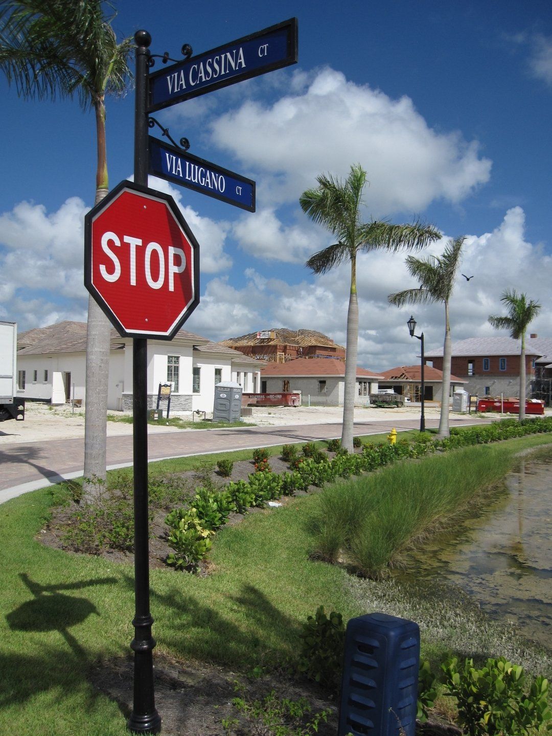 A stop sign is in the middle of a street