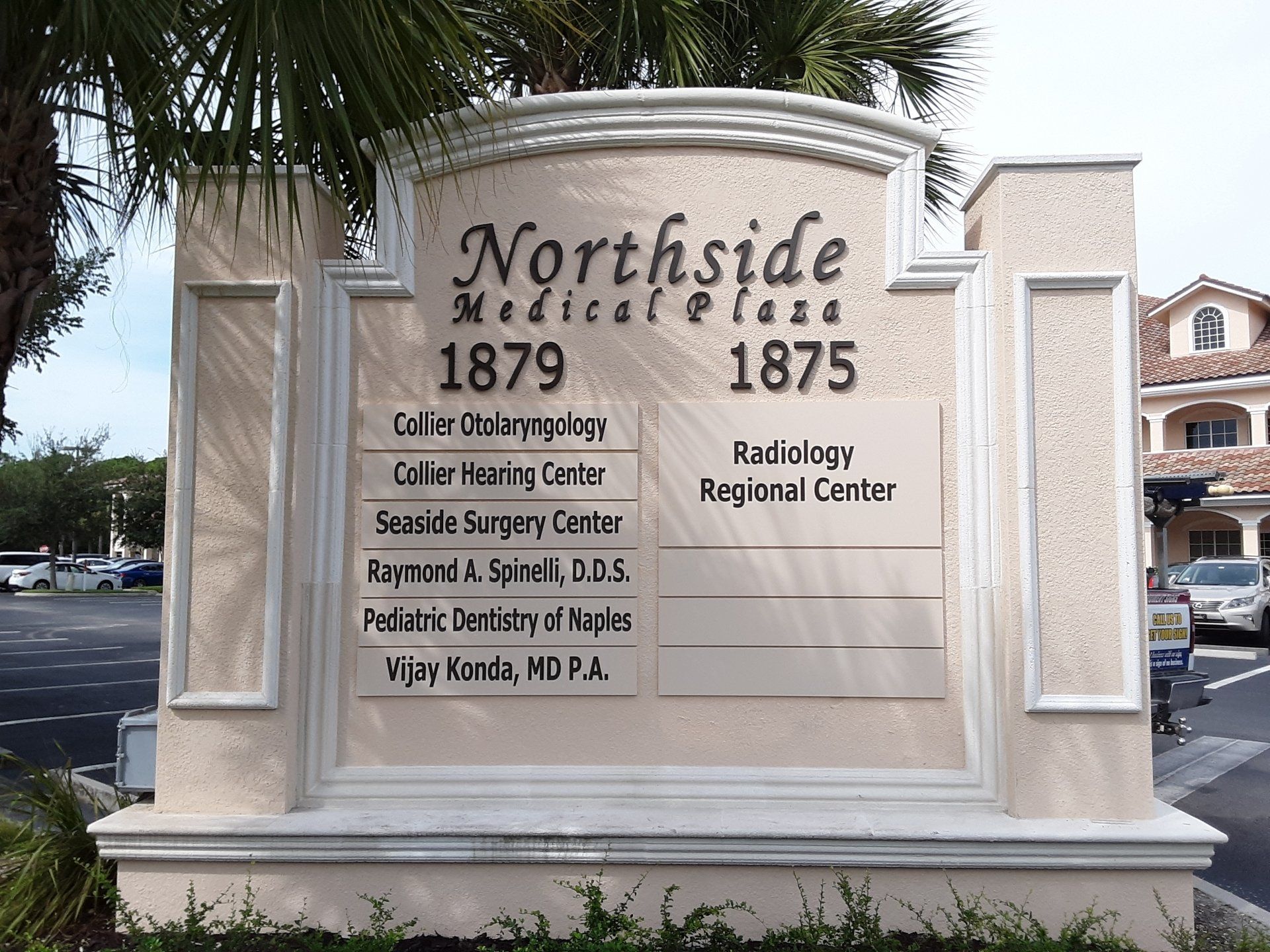 A sign for northside medical plaza 1879 and 1875