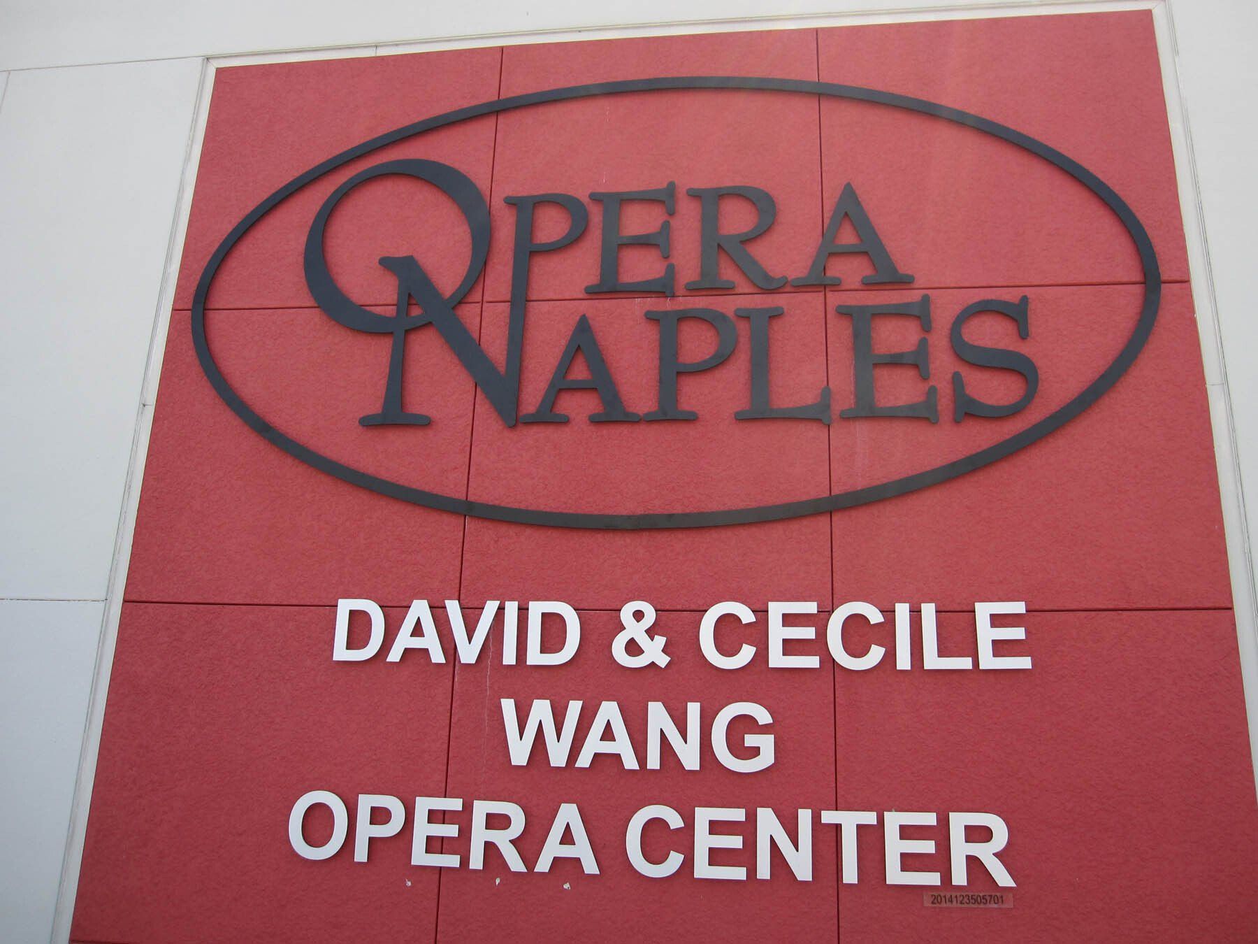 Opera naples david and cecile wang opera center sign