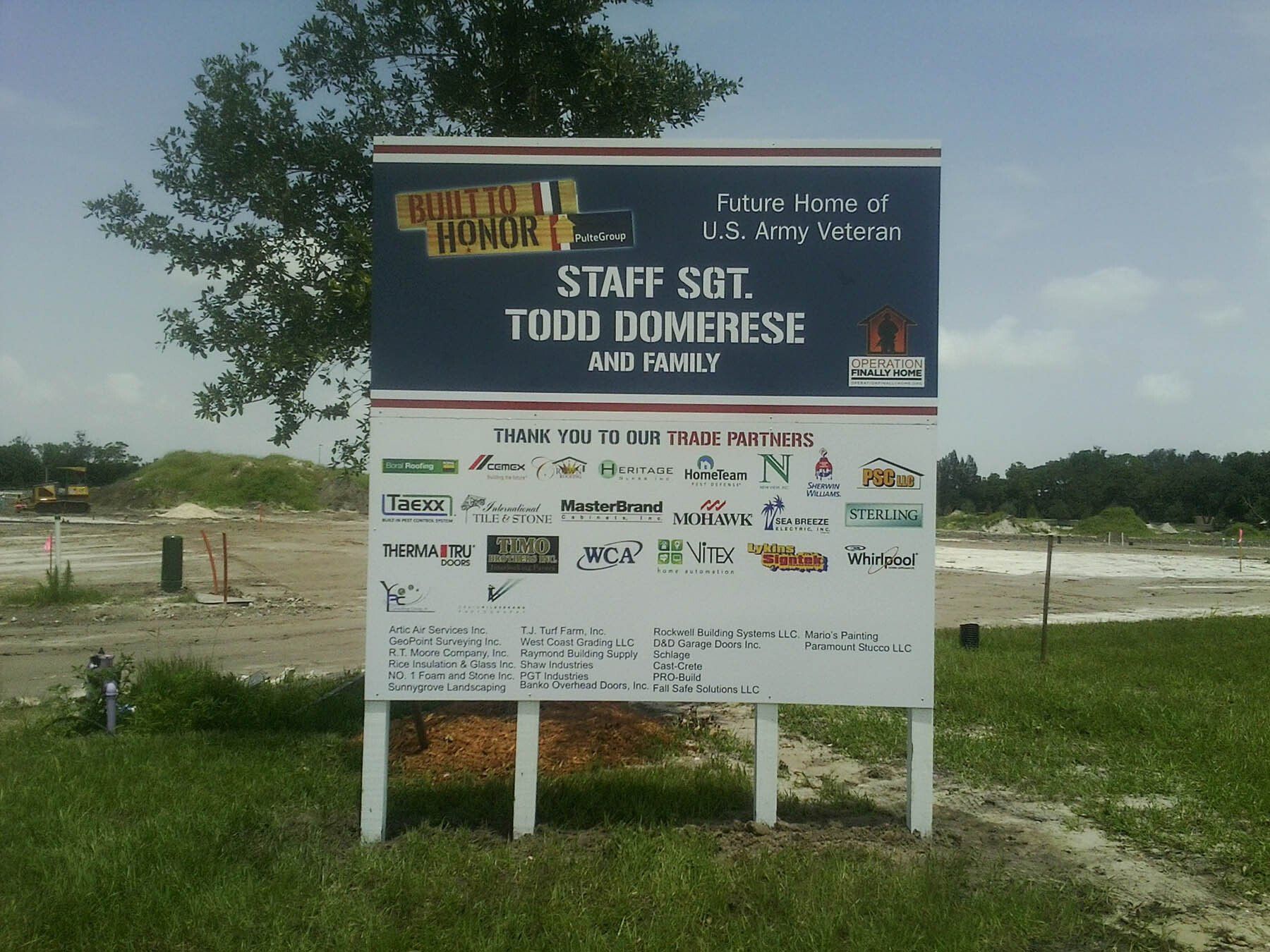 A sign that says staff sot todd domerese on it