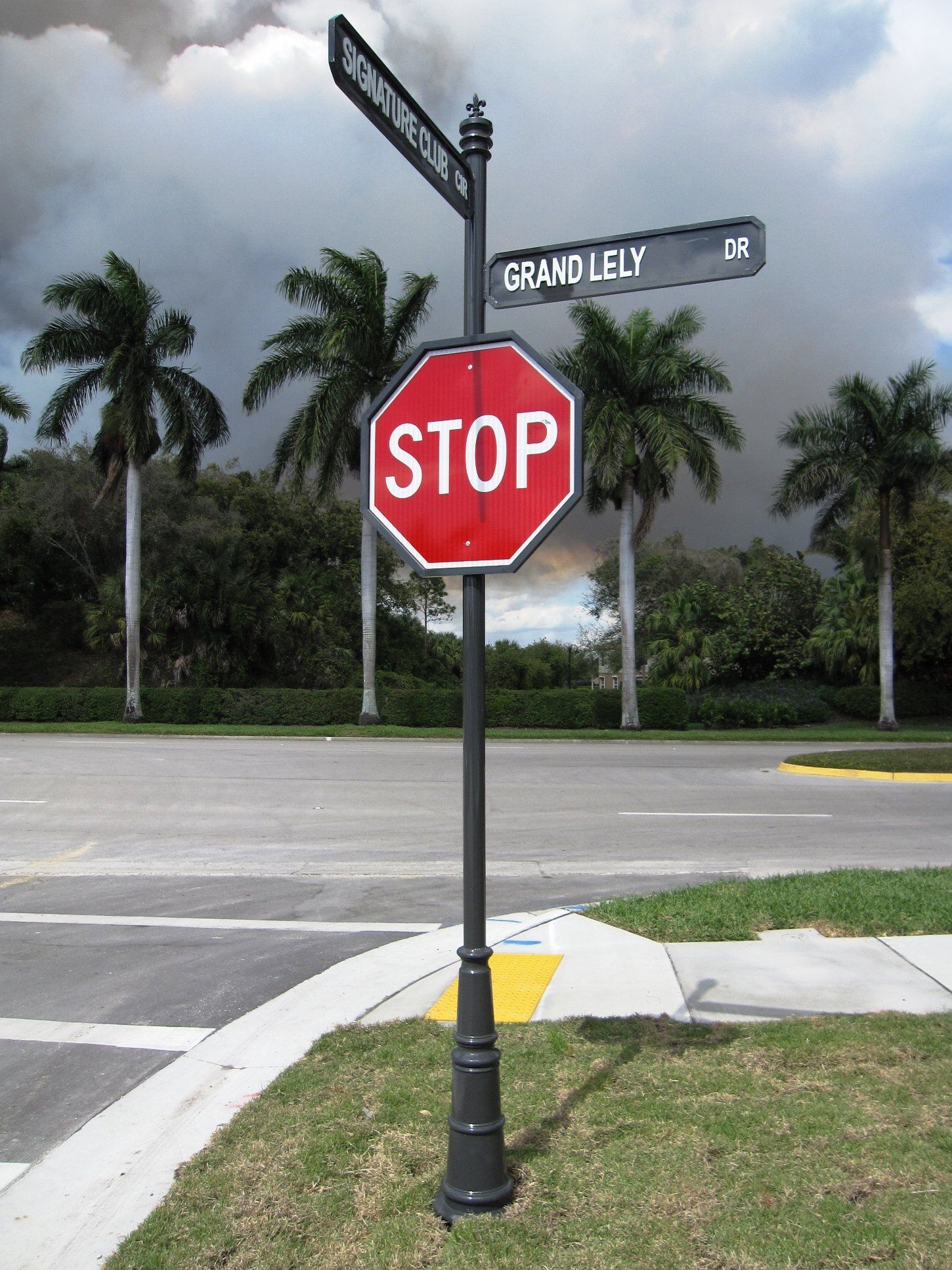 A stop sign is on the side of the road