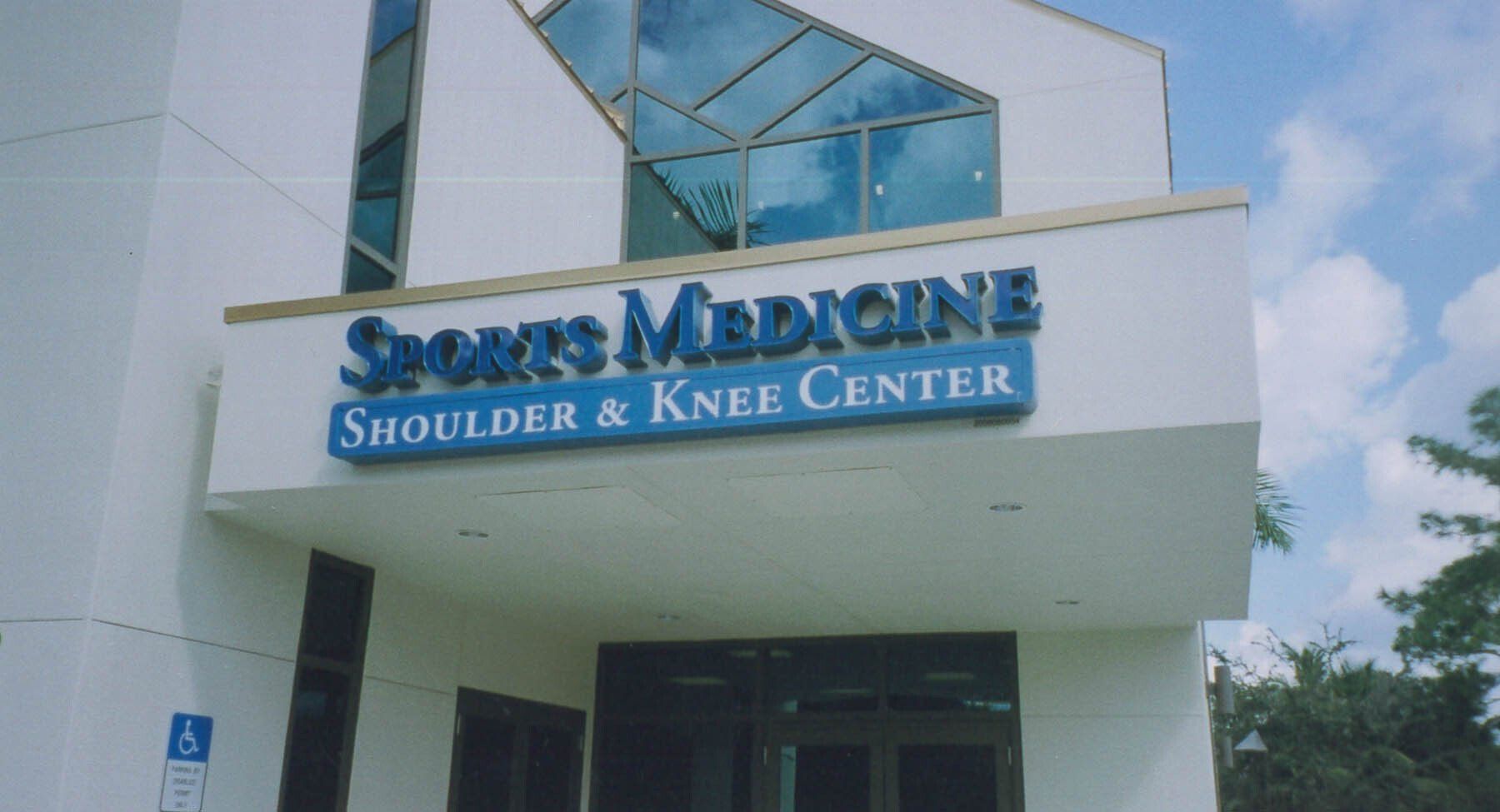 The front of a sports medicine shoulder and knee center