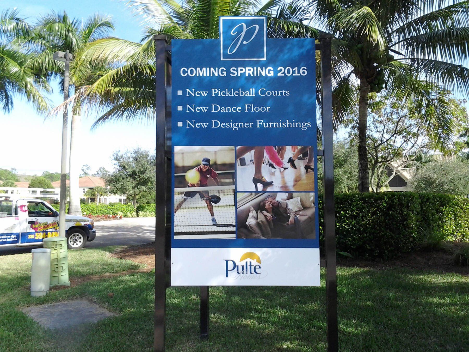 A sign that says ' coming spring 2016 ' on it
