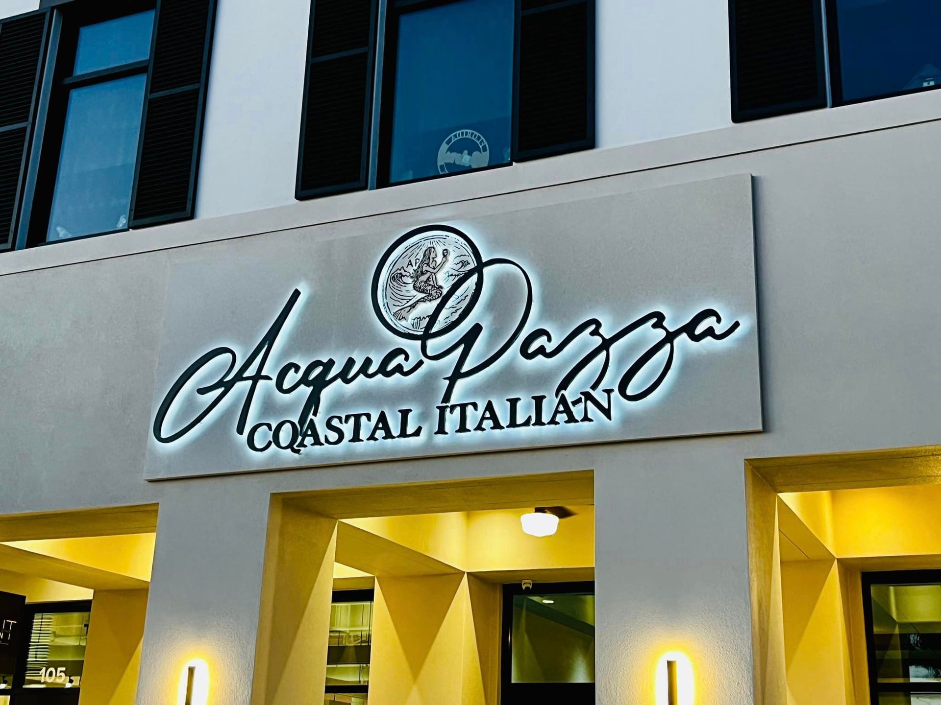 The front of acqua pazza coastal italian restaurant