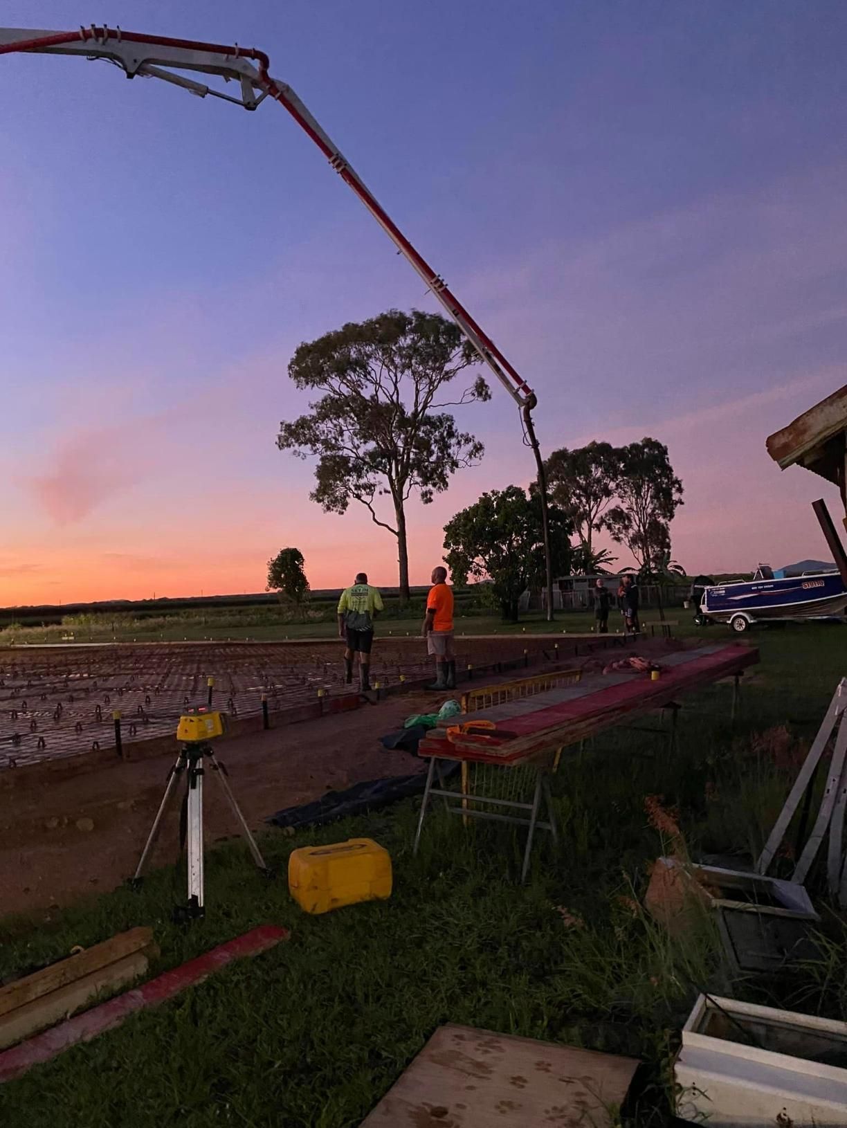 A Construction Site with A Sunset in The Background — Fallon Constructions NQ in Charters Towers, QLD