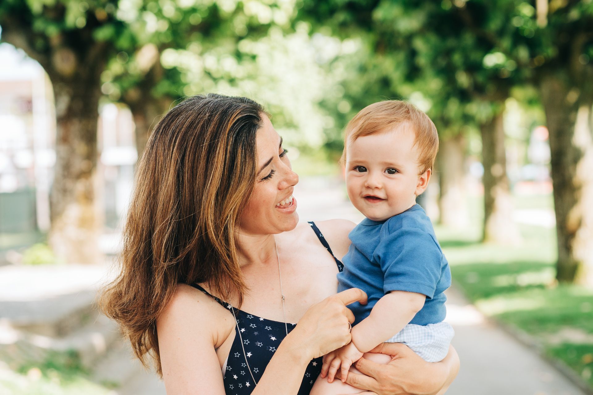 Woman and child outside