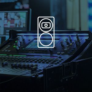 A picture of a sound board with a speaker icon on it.