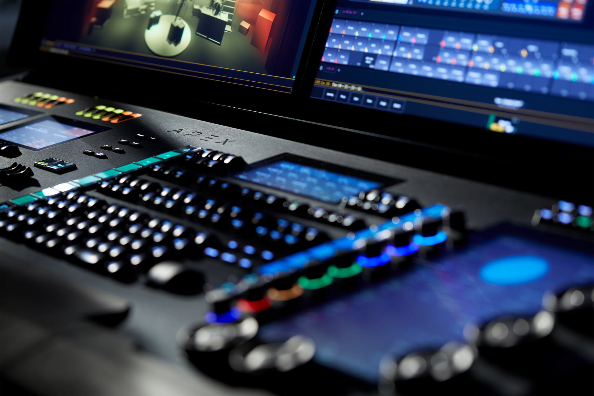 A computer monitor is sitting on top of a keyboard.