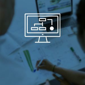 A computer monitor with design graphics on it