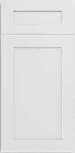 A white cabinet door with a square frame on a white background.