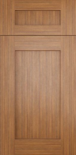 A close up of a wooden door with a square frame.