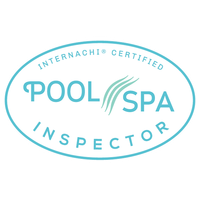 A logo for a pool spa inspector that is certified