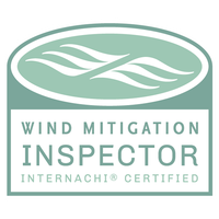 A logo for a wind mitigation inspector that is certified