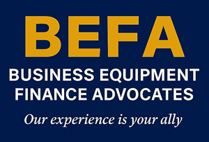 Logo for BEFA, in gold letters on a dark blue background; 