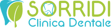 The logo for sorridi clinica dentale is blue and green