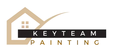 Logo for "KEYTEAM PAINTING" featuring a beige house outline and text on a black background.
