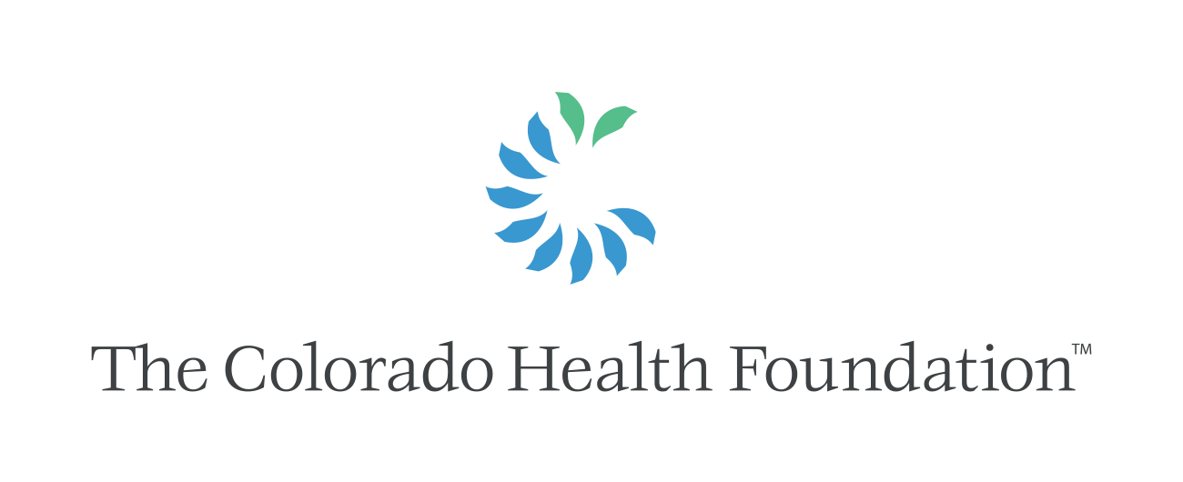 The colorado health foundation logo is a blue and green circle with leaves.