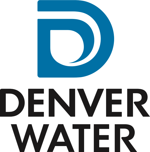 A blue and black logo for denver water