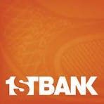 The 1st bank logo is on an orange background.