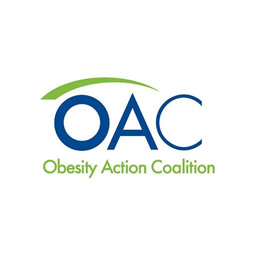 The logo for the obesity action coalition is blue and green.
