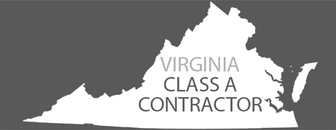 Virginia Class A Contractor logo featuring the state outline.