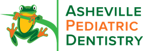 The logo for asheville pediatric dentistry has a frog on it Asheville Pediatric Dentistry (828) 277-6788